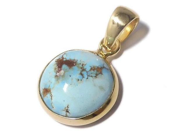 [Video][One of a kind] Kazakhstan Golden Hill Turquoise Pendant 18KGP NO.4