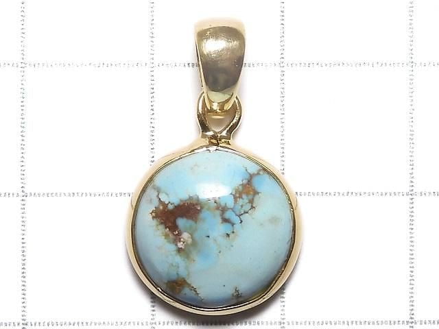 [Video][One of a kind] Kazakhstan Golden Hill Turquoise Pendant 18KGP NO.4