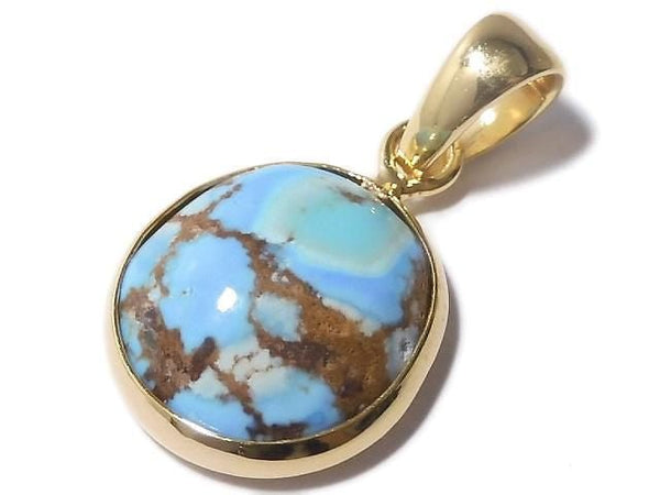 [Video][One of a kind] Kazakhstan Golden Hill Turquoise Pendant 18KGP NO.5