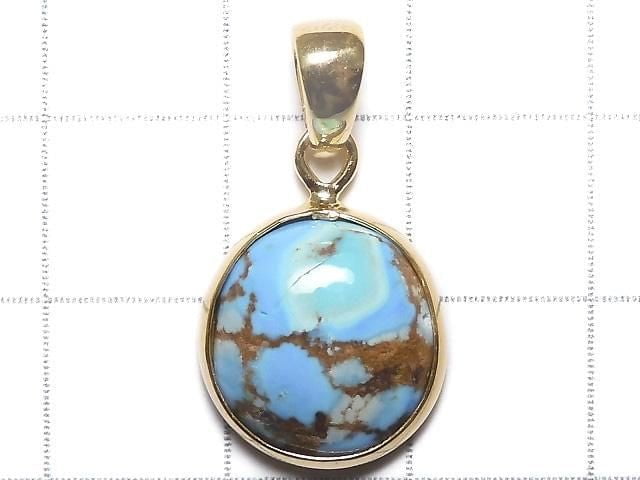[Video][One of a kind] Kazakhstan Golden Hill Turquoise Pendant 18KGP NO.5