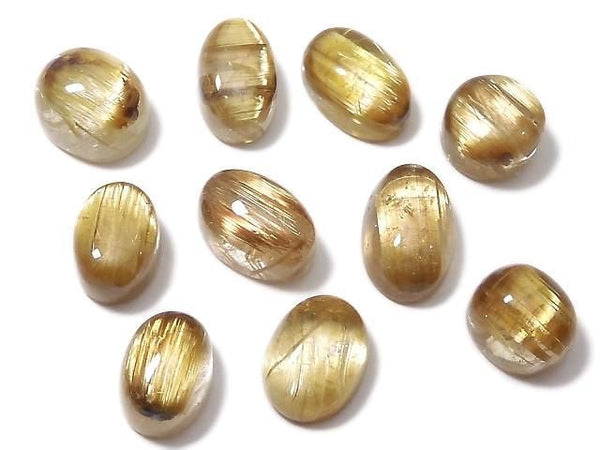 [Video][One of a kind] High Quality Rutilated Quartz AAA Cabochon 10pcs Set NO.202