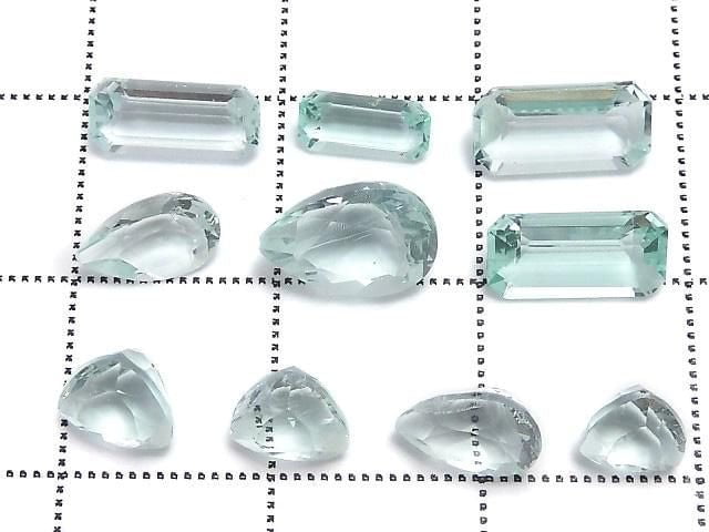 [Video][One of a Kind] High Quality Color Change Fluorite Loose Stone Faceted 10pcs Set No.12