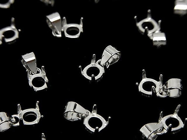 [Video]Silver925 Pendant Frame Round 4mm Rhodium Plated 1pc