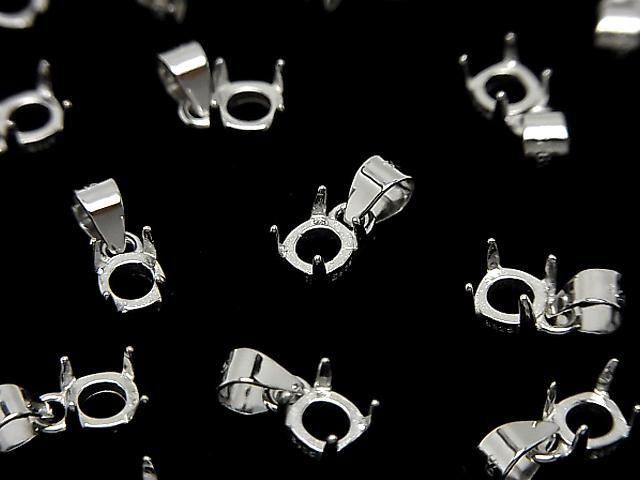 [Video]Silver925 Pendant Frame Round 4mm Rhodium Plated 1pc