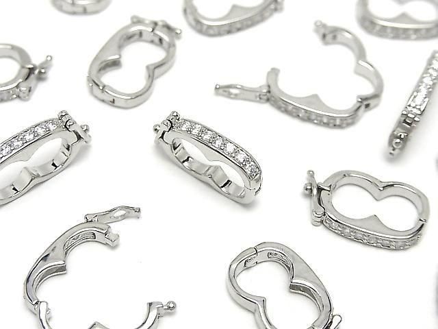 Metal Parts Shortener 18x10.5x3mm Silver (with CZ) 2pcs
