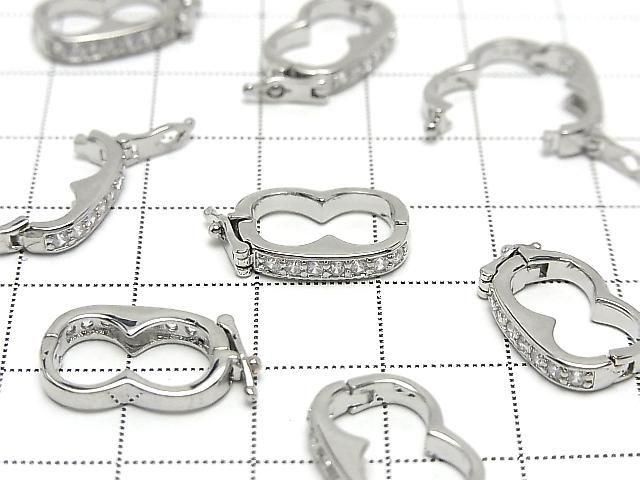 Metal Parts Shortener 18x10.5x3mm Silver (with CZ) 2pcs