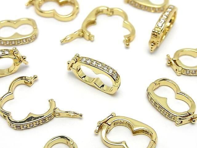Metal parts Shortener 18x10.5x3mm Gold (with CZ) 2pcs
