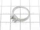 [Video] Silver 925 Crown Flat Ring Frame (Prong Setting) Round Faceted 6mm Rhodium Plated 1pc