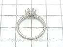 [Video] Silver 925 Crown Flat Ring Frame (Prong Setting) Round Faceted 6mm Rhodium Plated 1pc