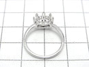 [Video]Silver 925 Crown Flat Ring Frame (Prong Setting) Round Faceted 8mm Rhodium Plated 1pc