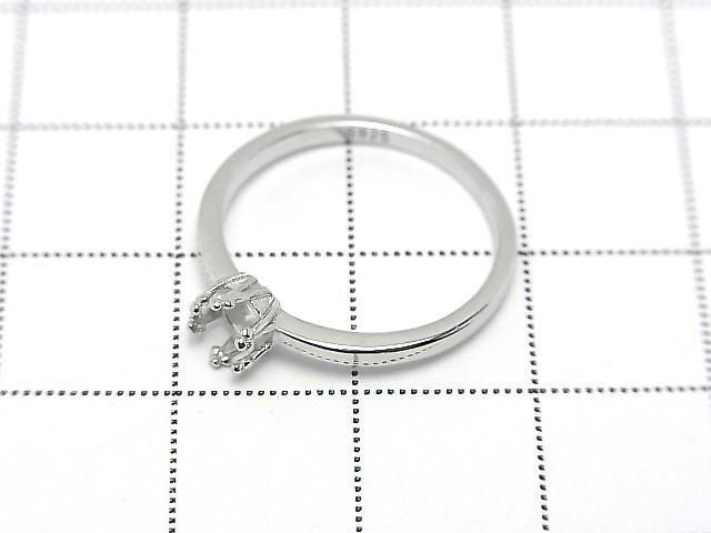 [Video] Silver 925 Crown Flat Ring Frame (Prong Setting) Round 4mm Rhodium Plated 1pc