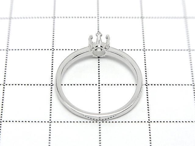 [Video] Silver925 Crown Flat Ring Frame (Prong Setting) Round 4mm Rhodium Plated 1pc