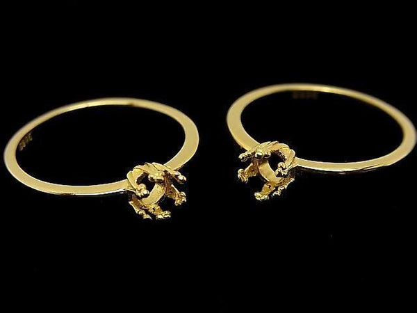 [Video] Silver 925 Crown Flat Ring Frame (Prong Setting) Round 4mm 18KGP 1pc