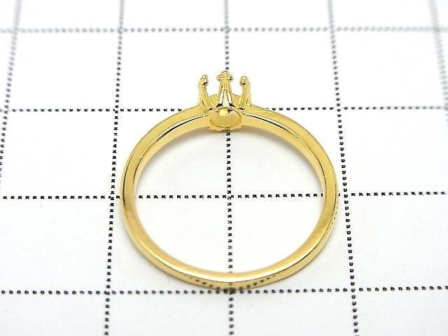 [Video] Silver925 Crown Flat Ring Frame (Prong Setting) Round 4mm 18KGP 1pc