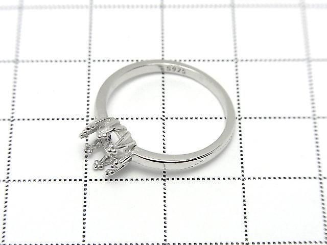 [Video] Silver925 Crown Flat Ring Frame (Prong Setting) Round 6mm Rhodium Plated 1pc