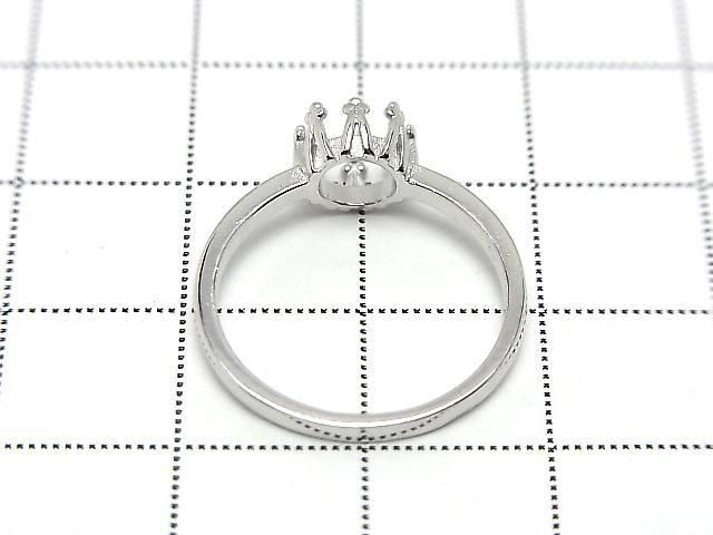 [Video] Silver 925 Crown Flat Ring Frame (Prong Setting) Round 6mm Rhodium Plated 1pc