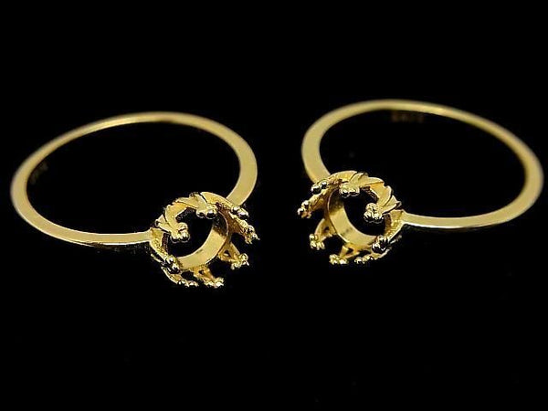 [Video] Silver 925 Crown Flat Ring Frame (Prong Setting) Round 6mm 18KGP 1pc