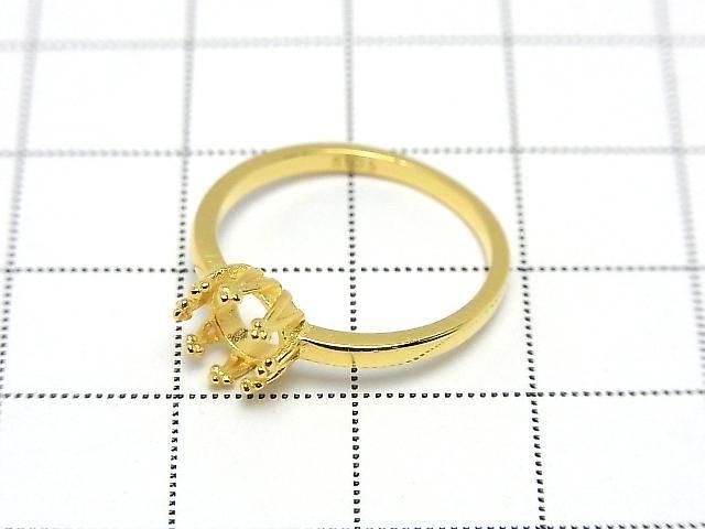[Video] Silver925 Crown Flat Ring Frame (Prong Setting) Round 6mm 18KGP 1pc