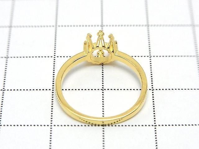 [Video] Silver925 Crown Flat Ring Frame (Prong Setting) Round 6mm 18KGP 1pc