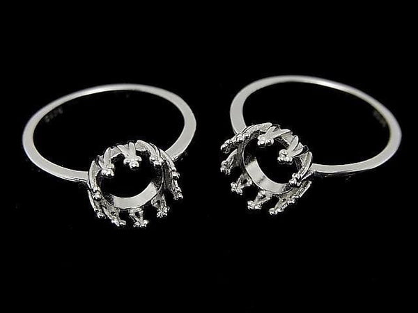 [Video] Silver 925 Crown Flat Ring Frame (Prong Setting) Round 8mm Rhodium Plated 1pc