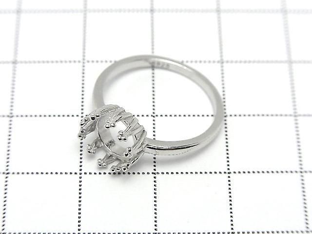 [Video] Silver 925 Crown Flat Ring Frame (Prong Setting) Round 8mm Rhodium Plated 1pc