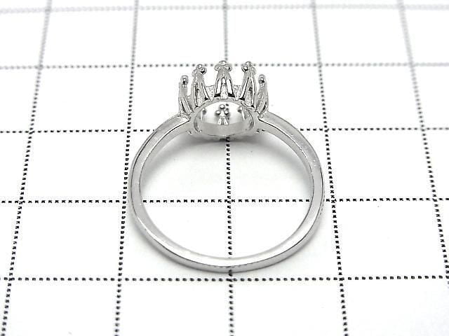 [Video] Silver 925 Crown Flat Ring Frame (Prong Setting) Round 8mm Rhodium Plated 1pc