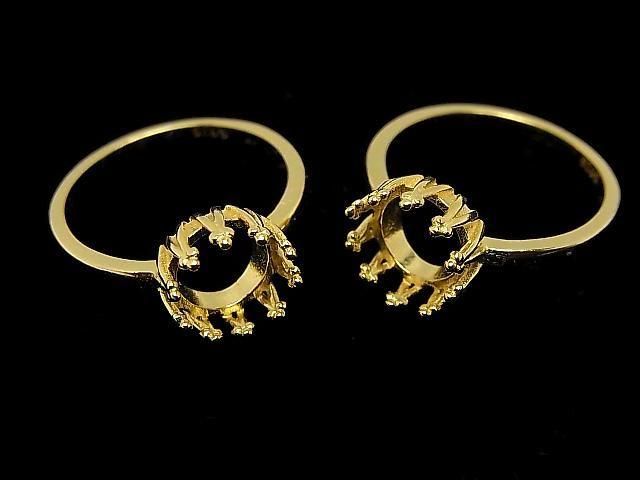 [Video] Silver925 Crown Flat Ring Frame (Prong Setting) Round 8mm 18KGP 1pc