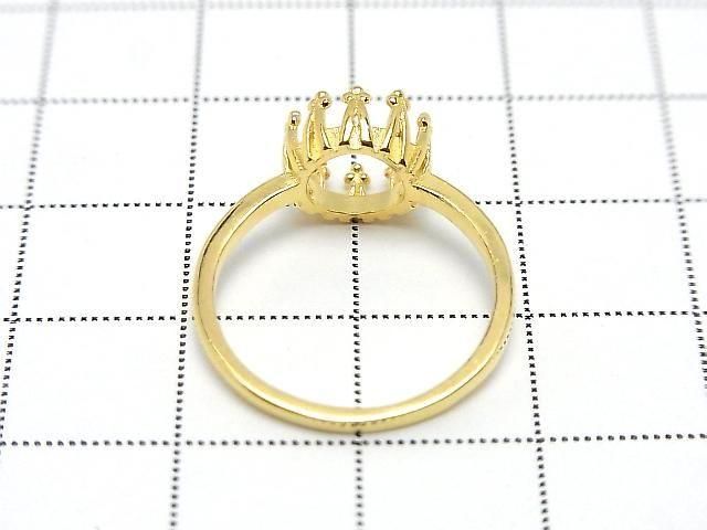 [Video] Silver 925 Crown Flat Ring Frame (Prong Setting) Round 8mm 18KGP 1pc