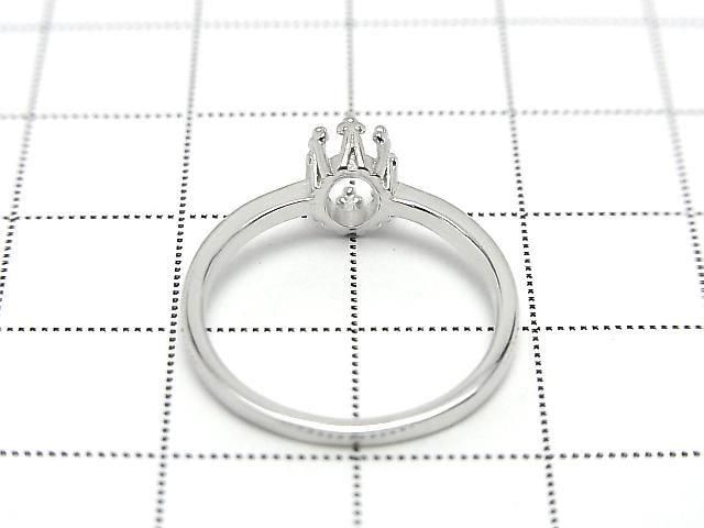 [Video] Silver925 Crown Flat Ring Frame (Prong Setting) Oval 6x4mm Rhodium Plated 1pc
