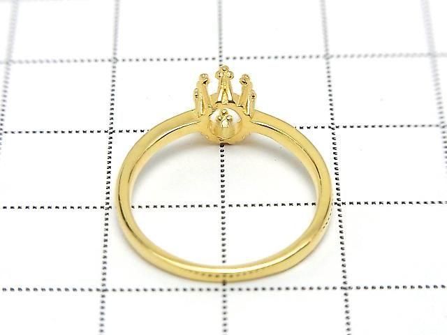 [Video] Silver 925 Crown Flat Ring Frame (Prong Setting) Oval 6x4mm 18KGP 1pc