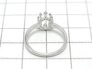 [Video] Silver 925 Crown Flat Ring Frame (Prong Setting) Oval 8x6mm Rhodium Plated 1pc