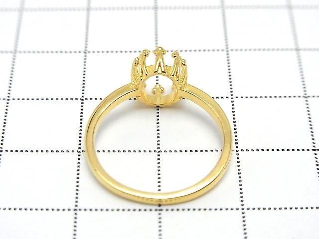 [Video] Silver925 Crown Flat Ring Frame (Prong Setting) Oval 8x6mm 18KGP 1pc