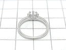 [Video] Silver 925 Crown Flat Ring Frame (Prong Setting) Horizontal Oval 6x4mm Rhodium Plated 1pc