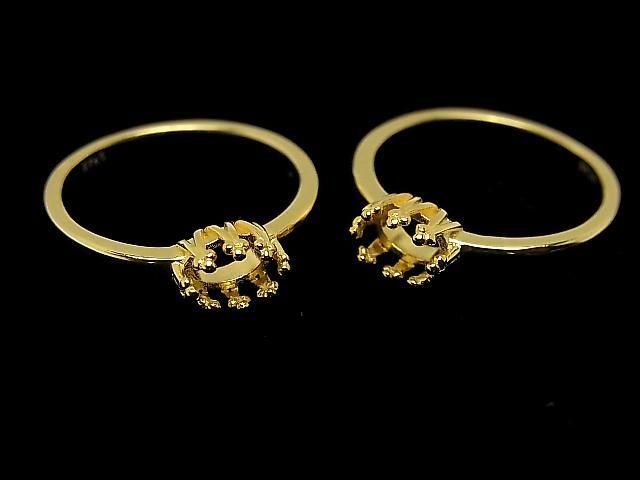 [Video] Silver925 Crown Flat Ring Frame (Prong Setting) Horizontal Oval 6x4mm 18KGP 1pc