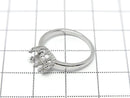 [Video] Silver 925 Crown Flat Ring Frame (Prong Setting) Horizontal Oval 8x6mm Rhodium Plated 1pc