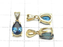 [Video] High Quality London Blue Topaz AAA Pear Shape Faceted Pendant 10x7mm 18KGP 1pc
