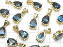 [Video] High Quality London Blue Topaz AAA Pear Shape Faceted Pendant 10x7mm 18KGP 1pc