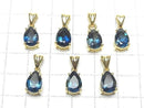 [Video] High Quality London Blue Topaz AAA Pear Shape Faceted Pendant 10x7mm 18KGP 1pc
