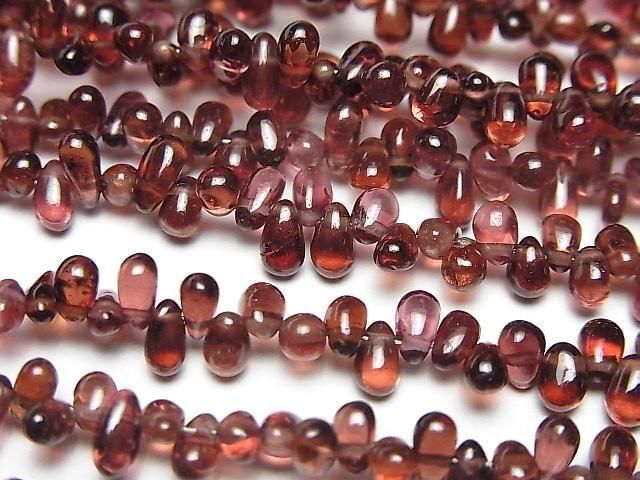 [Video] High Quality Mozambique Garnet AAA- Drop (Smooth) 1strand Beads (approx. 7 inches/18 cm)