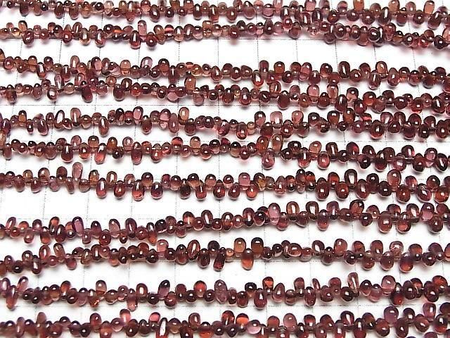 [Video] High Quality Mozambique Garnet AAA- Drop (Smooth) 1strand Beads (approx. 7 inches/18 cm)