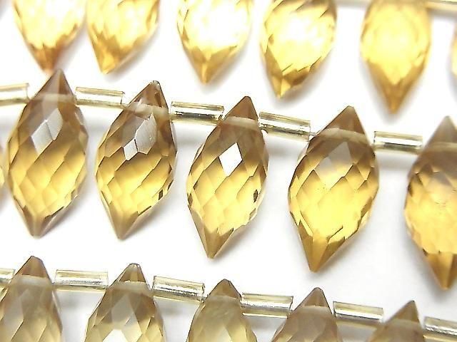 [Video]High Quality Beer Crystal Quartz AAA Marquise Rice Faceted Briolette half or 1strand beads (aprx.7inch/18cm)