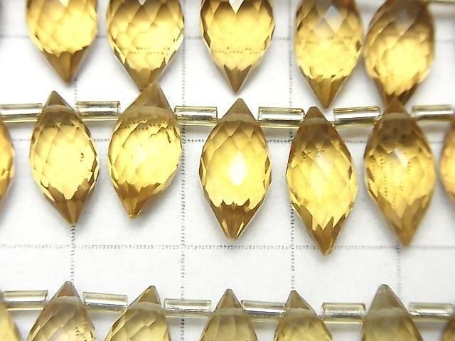[Video]High Quality Beer Crystal Quartz AAA Marquise Rice Faceted Briolette half or 1strand beads (aprx.7inch/18cm)