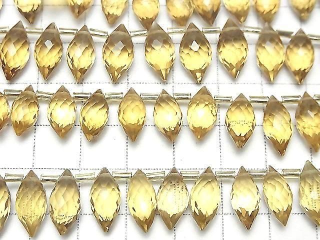 [視頻]高品質啤酒水晶石英AAA馬眼米形刻面梨形半串或1串珠子（約7英寸/18厘米）