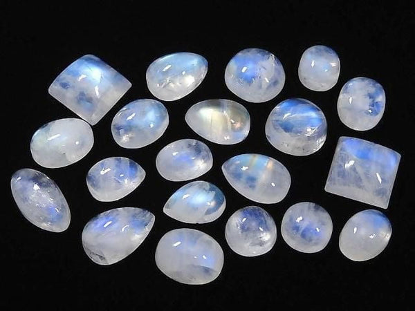 [Video][One of a Kind] High Quality Rainbow Moonstone AAA Cabochon 20pcs Set No. 14