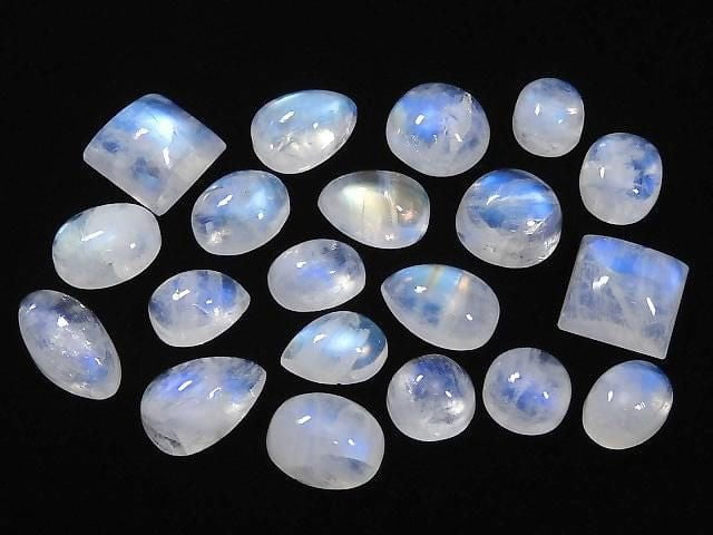[Video][One of a Kind] High Quality Rainbow Moonstone AAA Cabochon 20pcs Set No. 14