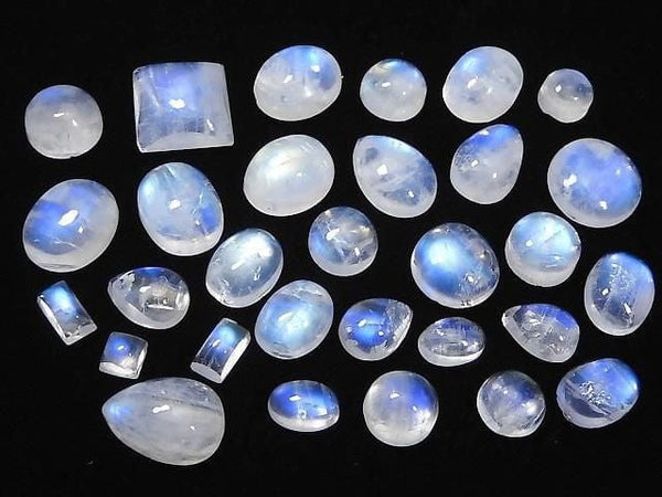 [Video][One of a Kind] High Quality Rainbow Moonstone AAA Cabochon 30pcs Set No. 15