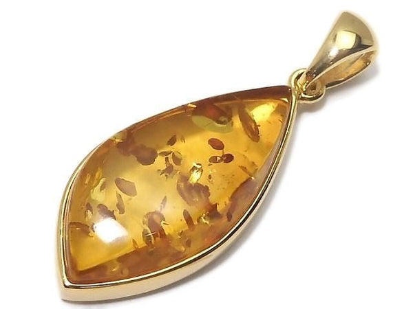[Video][One of a kind] Baltic Amber Pendant 18KGP NO.118