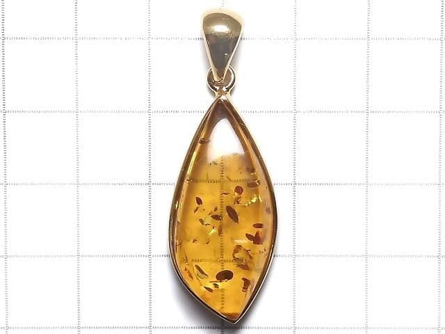 [Video][One of a kind] Baltic Amber Pendant 18KGP NO.118
