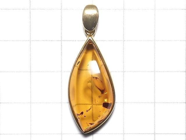 [Video][One of a kind] Baltic Amber Pendant 18KGP NO.119