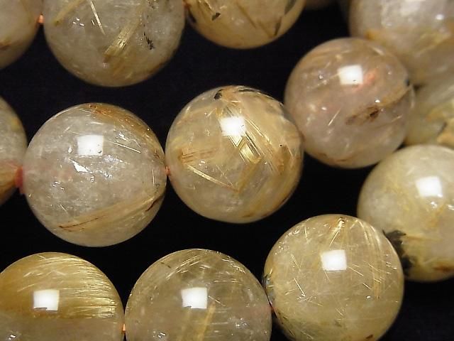[Video]Rutilated Quartz AA+ Round 13mm Bracelet